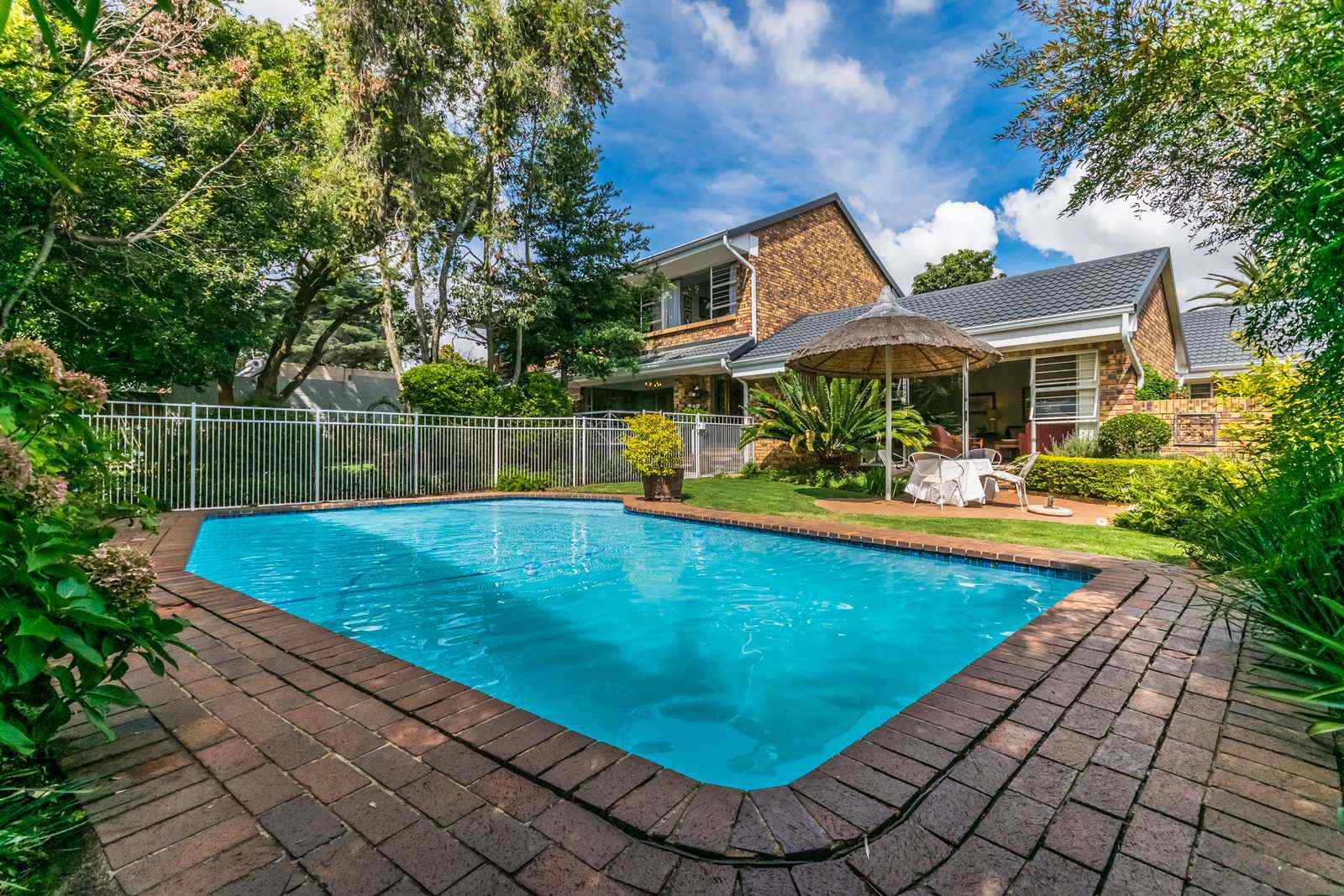 A poolside garden at a West Rand home
